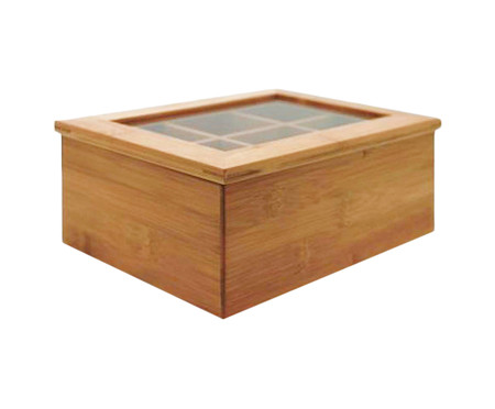 Caixa Organizadora para Chá em Bambu Ian - 21,5X9,1X16cm