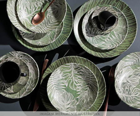 Jogo de Pratos para Sobremesa em Cerâmica Coup Herbarium - Verde | WestwingNow