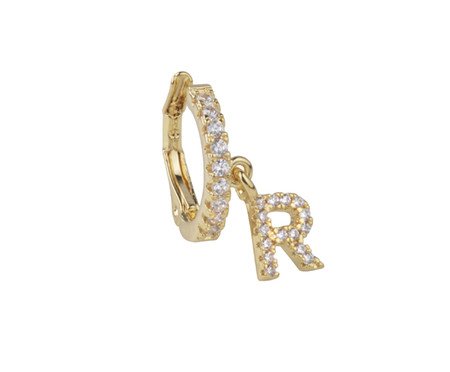 Piercing Falso Pingente de Letra R Cravejado e Banho de Ouro | Westwing