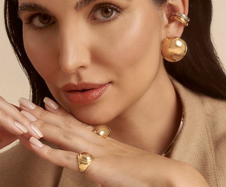 Brinco Meia Esfera Semijoia Ouro - 18K | Westwing
