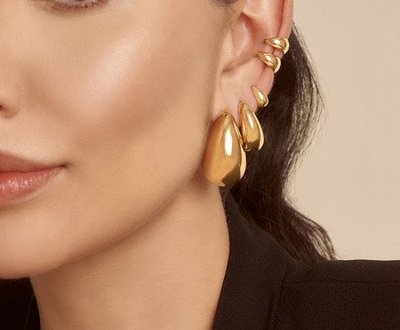 Brinco Gota Abaulada Banho de Ouro - 18K | Westwing