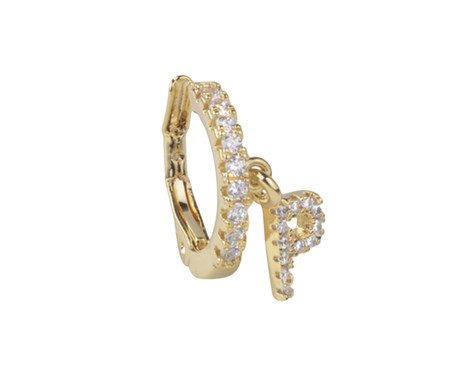 Piercing Falso Pingente de Letra P Cravejado e Banho de Ouro | Westwing