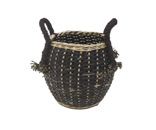 Cesta Pequena em Rattan com Alças Preto, Preto | WestwingNow