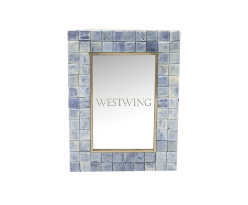 Porta Retrato em Osso e Metal Azul e Dourado, Azul | WestwingNow