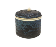 Cesta Pequena em Bambu com Tampa Azul | WestwingNow