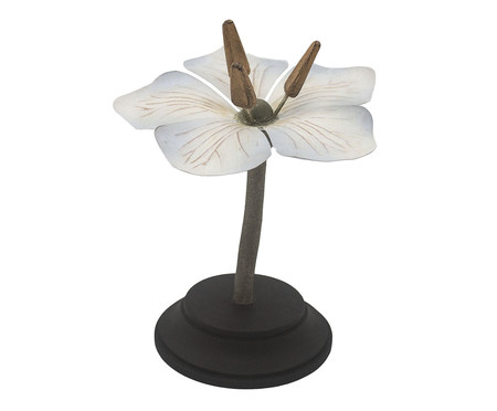 Adorno Flor de Metal com Base em Madeira