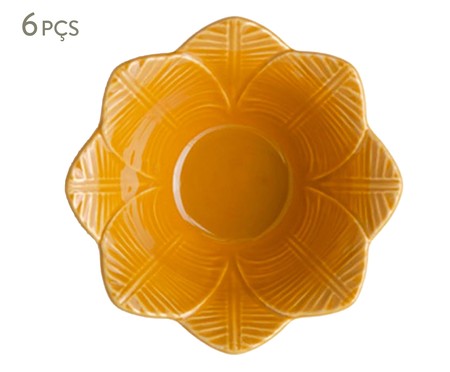 Jogo de Bowls em Cerâmica Leaves Curry - Amarelo