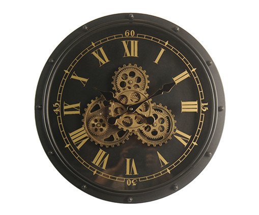 Relógio de Parede Steampunk Preto e Dourado, Preto | WestwingNow