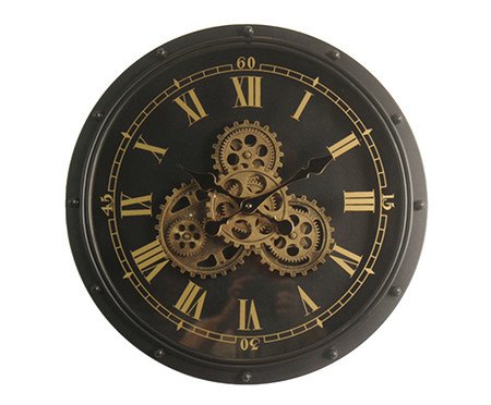 Relógio de Parede Steampunk Preto e Dourado | Westwing
