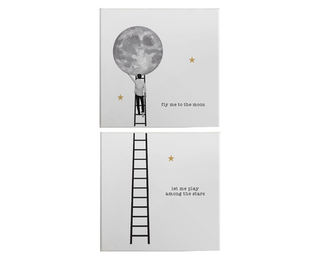 Painel de Azulejos Fly Me To The Moon Branco e Preto | Westwing