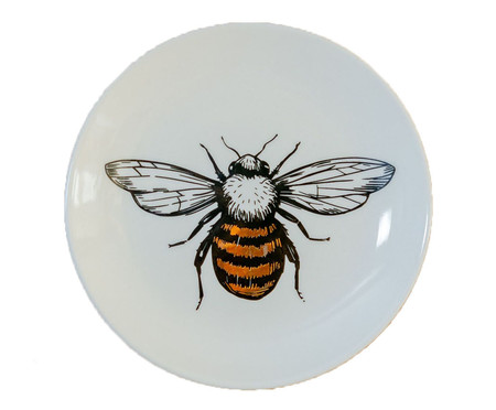 Prato em Porcelana Bee Brancoe Preto e Dourado | WestwingNow