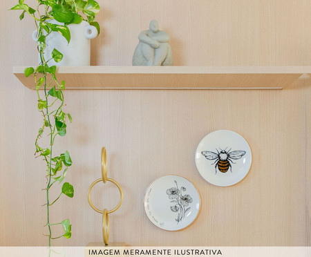 Prato em Porcelana Bee Brancoe Preto e Dourado | WestwingNow