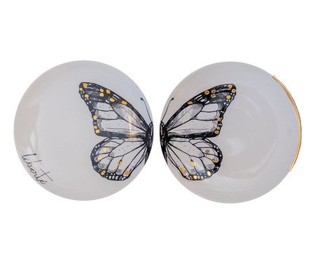 Jogo de Pratos Decorativos em Porcelana Papillon | Westwing