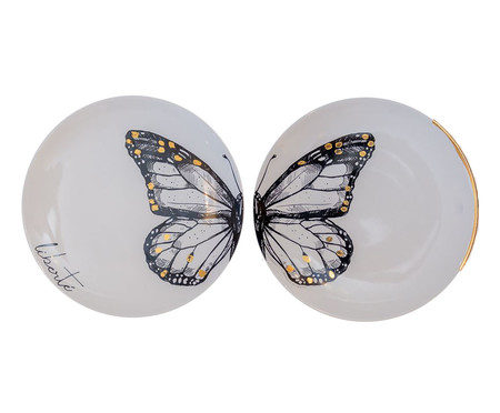 Jogo de Pratos em Porcelana Papillon Branco