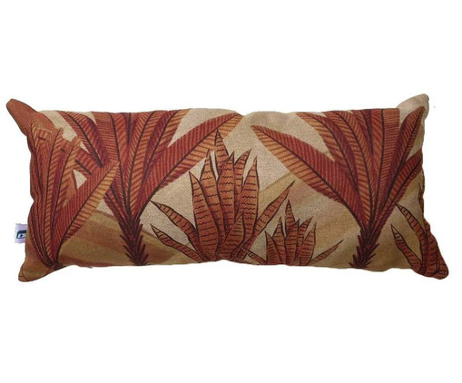 Almofada Baguete Palm Trees Marrom e Vermelho, Natural | WestwingNow