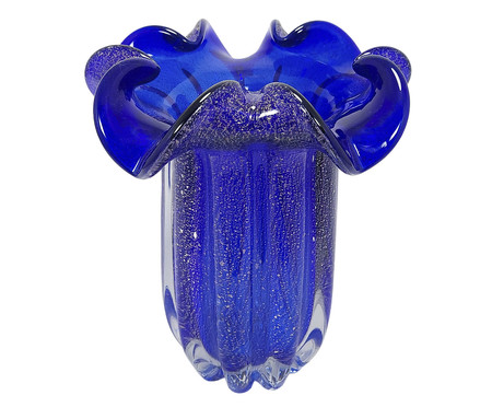 Vaso Mandy Azul Escuro com Dourado