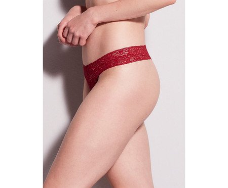 Calcinha Fio Dental Em Renda - Vermelho Zaire | Westwing