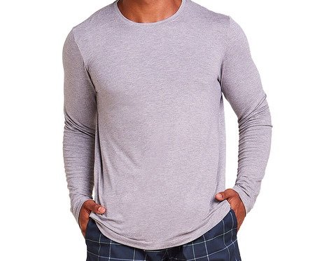 Blusa Manga Longa Gola Careca em Viscose Masculino Mescla Medio | WestwingNow