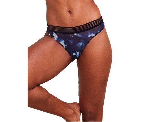 Calcinha Fio Dental em Tule Estampado Estampa Tie Dye Marinho, Azul | WestwingNow