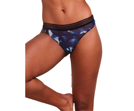 Calcinha Fio Dental em Tule Estampado Estampa Tie Dye Marinho | Westwing