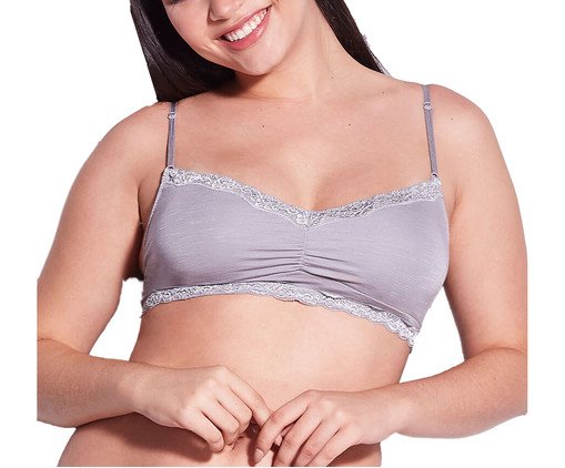 Sutiã Top com Bojo Removível Em Modal E Detalhe Em Renda - Mescla, Colorido | WestwingNow
