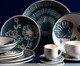 Jogo de Pratos Rasos em Cerâmica Coup Florescer - Off White e Azul, Bege,Azul | WestwingNow