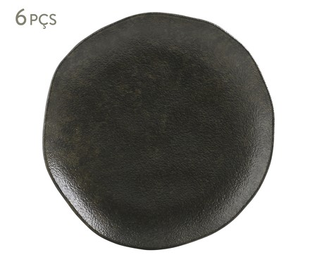 Jogo de Pratos para Sobremesa Stoneware Orgânico Onyx - Preto | WestwingNow