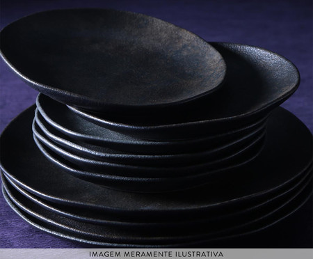 Jogo de Pratos para Sobremesa Stoneware Orgânico Onyx - Preto | WestwingNow