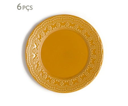 Jogo de Pratos Rasos em Cerâmica Madeleine Especiarias Curry - Amarelo