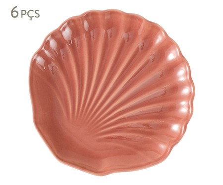 Jogo de Pratos para Sobremesa em Cerâmica Ocean Pimenta - Rosa