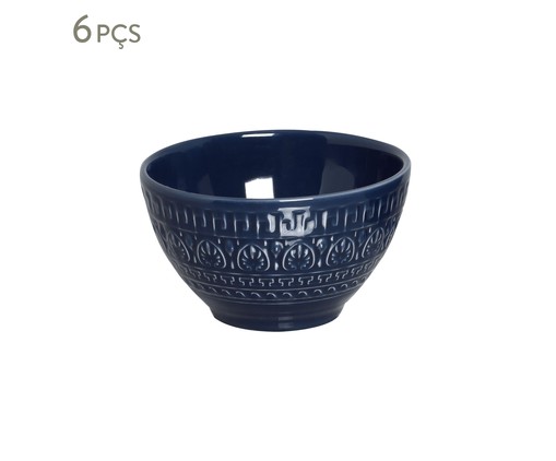 Jogo de Bowls em Cerâmica Greek Deep Blue 06 Pessoas - Azul, Azul | WestwingNow