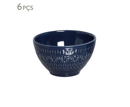 Jogo de Bowls em Cerâmica Greek Deep Blue 06 Pessoas - Azul