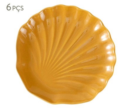 Jogo de Pratos para Sobremesa em Cerâmica Ocean Curry-Panelinha - Amarelo