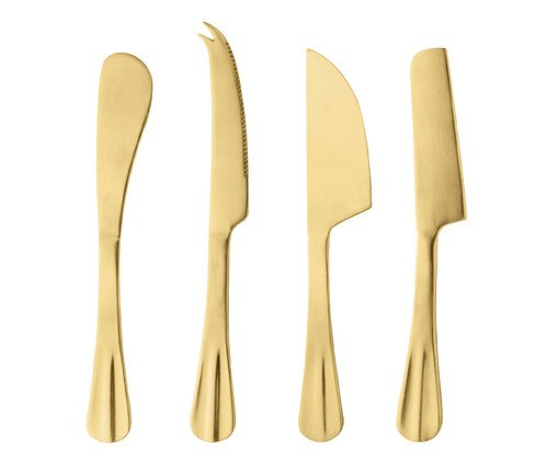 Jogo de Facas para Queijo Positano Dourada, Dourado | WestwingNow
