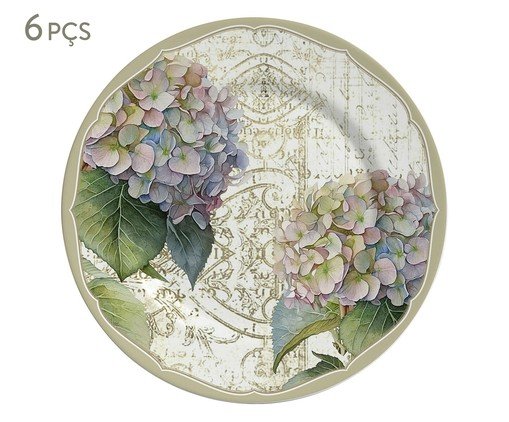 Jogo de Pratos Rasos Cízico Hortensia, Colorido | WestwingNow