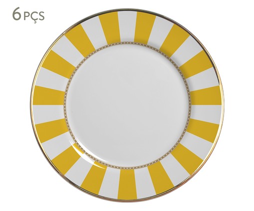 Jogo de Pratos Rasos Yellow Strip, Amarelo | WestwingNow