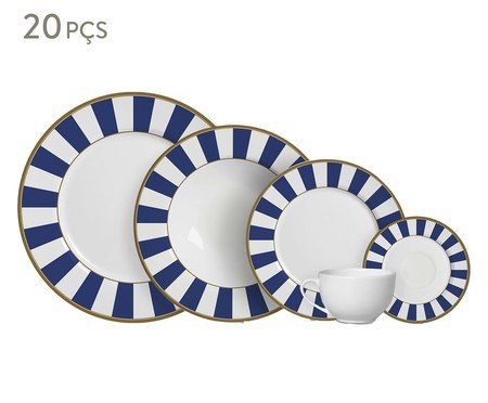 Jogo de Jantar Ronze Stripe Azul | Westwing