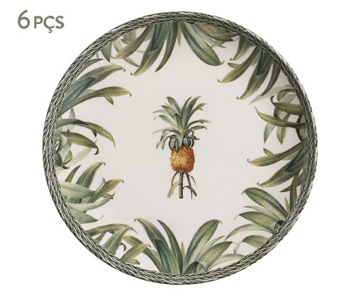 Jogo de Pratos Rasos em Cerâmica Coup Pineapple 06 Pessoas - Verde, Verde | WestwingNow