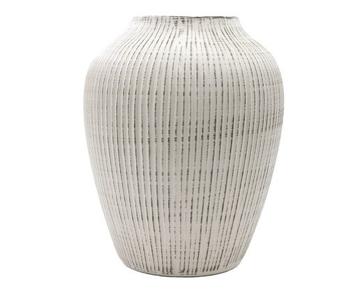 Vaso em Cerâmica com Textura Listra II Off White, Off White | WestwingNow