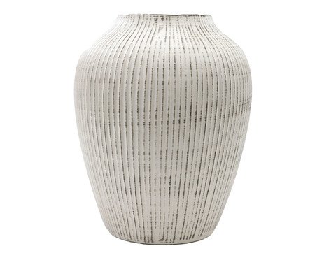 Vaso em Cerâmica com Textura Listra II Off White | Westwing