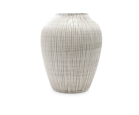 Vaso em Cerâmica com Textura Listra II Off White | Westwing