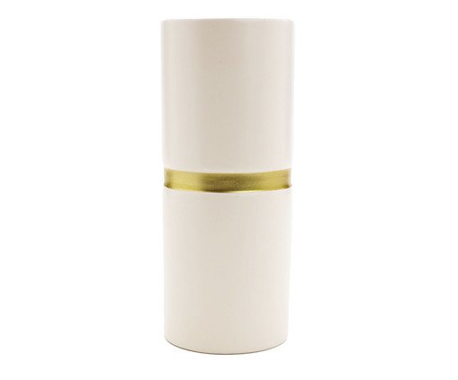 Vaso de Cerâmica Filete Branco e Dourado I, Off White | WestwingNow