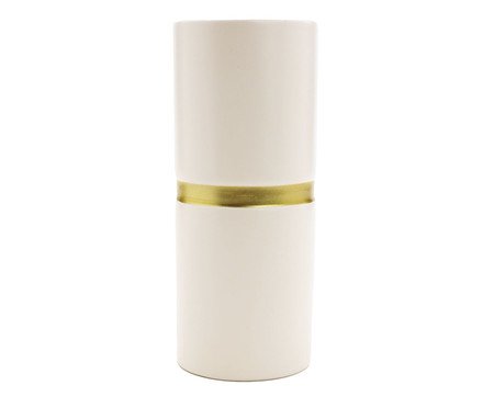 Vaso de Cerâmica Filete Branco e Dourado I | Westwing