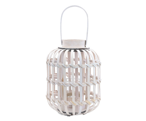 Lanterna Pequena em Madeira Cage Branco, Branco | WestwingNow