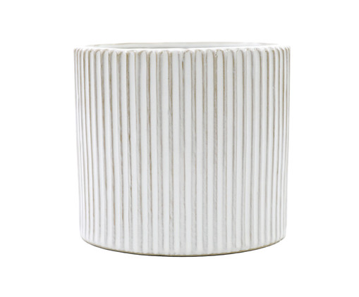 Vaso em Cerâmica com Textura Listra Branco, Branco | WestwingNow