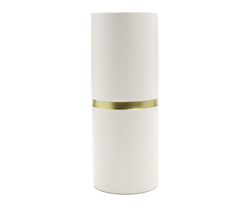 Vaso de Cerâmica Filete Branco e Dourado II, Off White | WestwingNow