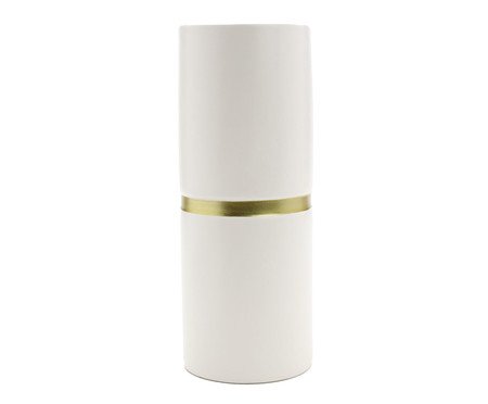 Vaso de Cerâmica Filete Branco e Dourado II | Westwing