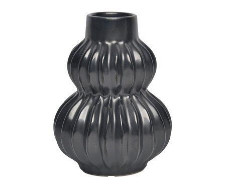 Vaso em Cerâmica Vincado Preto | Westwing
