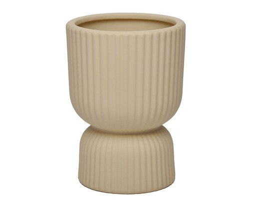 Vaso em Cerâmica Lines com Suporte Off White, Off White | WestwingNow