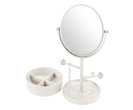 Espelho de Mesa com Suporte Elena Branco - 34,5X17cm
